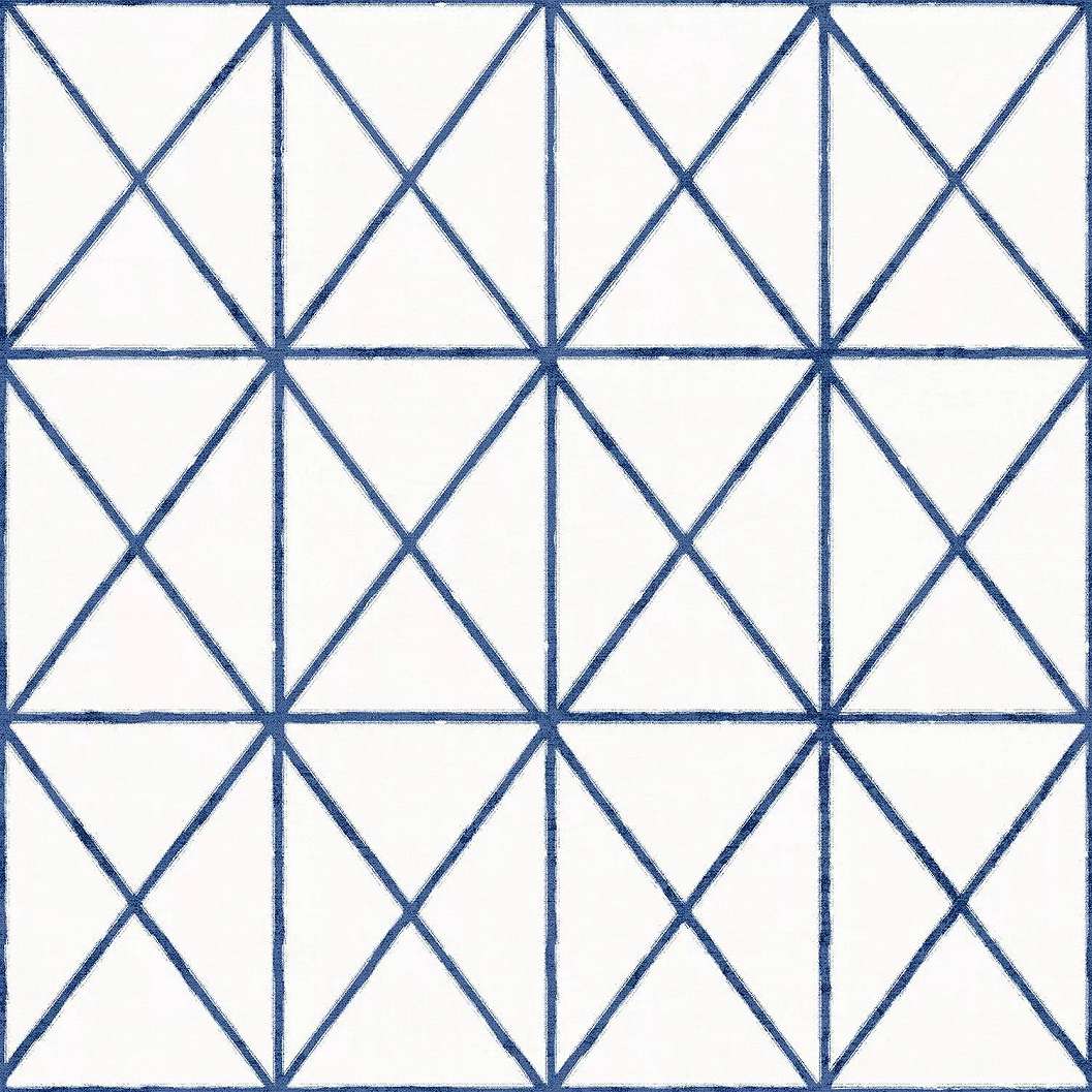 Kék geometrikus mintás vinyl tapéta háromszög geometrikus minával