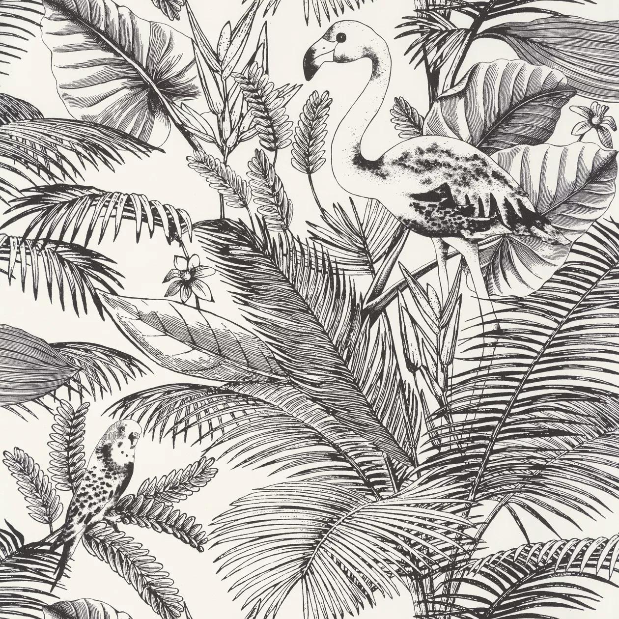 fekete fehér dzsungel trópusi tapéta