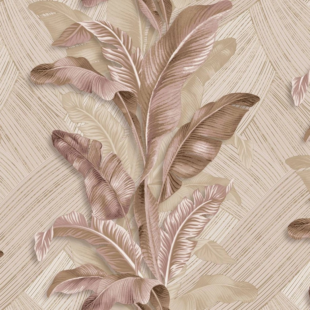 106cm dupla széles design tapéta bézs púder rózsaszín banánlevél mintával