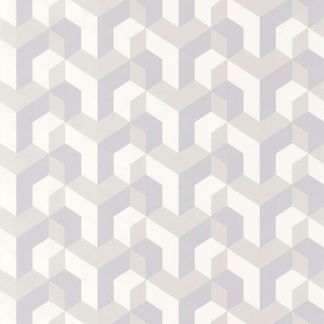 3D geometria mintás prémium design tapéta kréta fehér színben