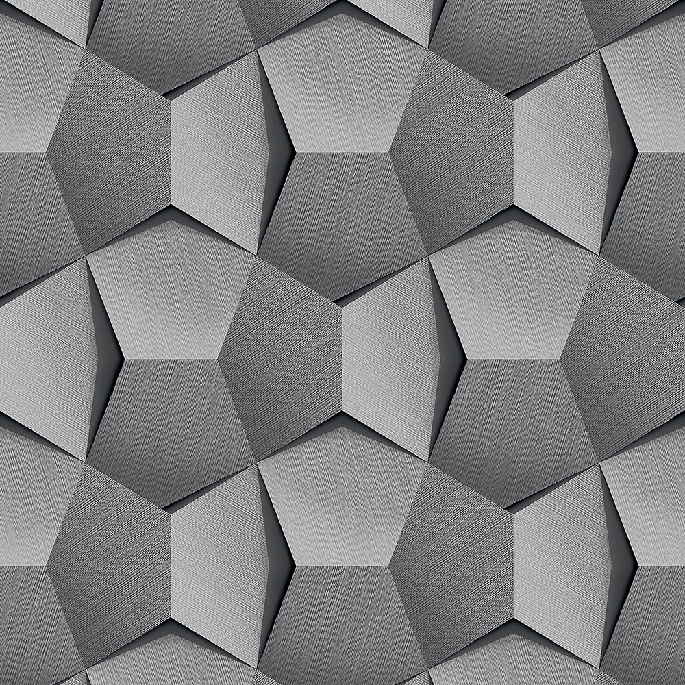 3D hatású dekor tapéta antracit geometriai mintával
