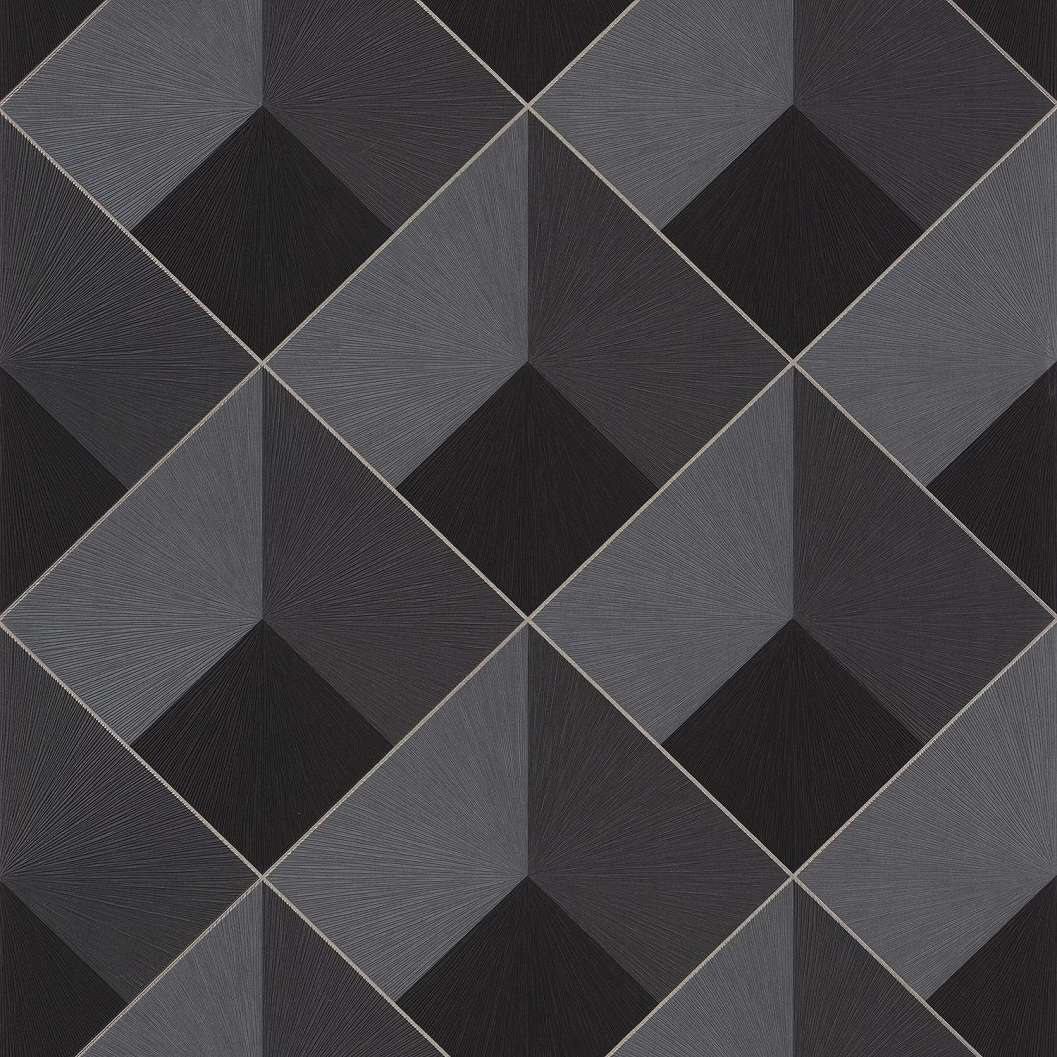 3D hatású geometria mintás design prémium tapéta grafit fekete színben