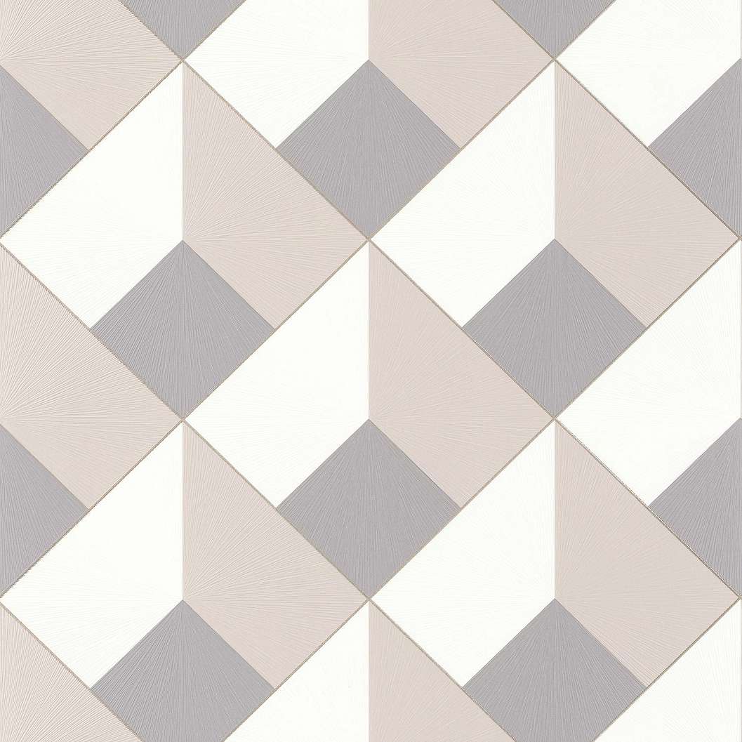 3D hatású geometria mintás design prémium tapéta taupe színben