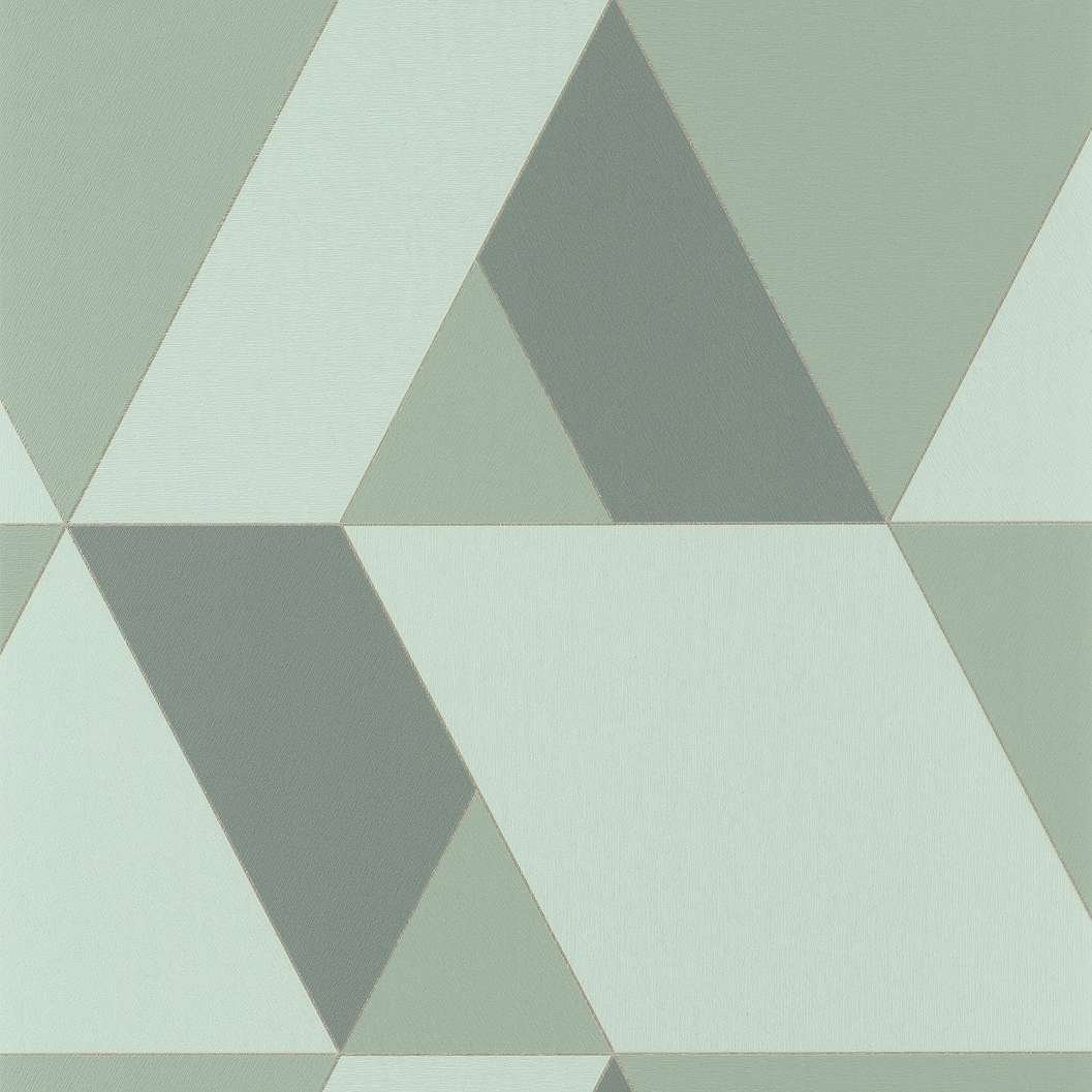 3D hatású geometria mintás zöld és szürke színű design tapéta