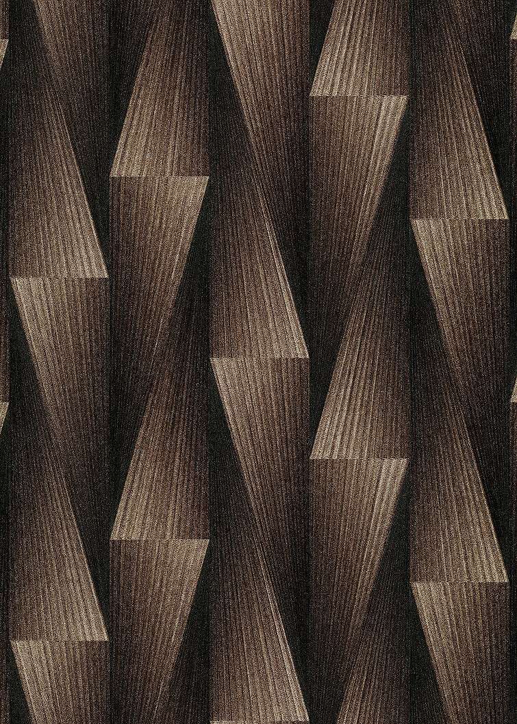 3D hatású tapéta elegáns geometria mintával barna színben