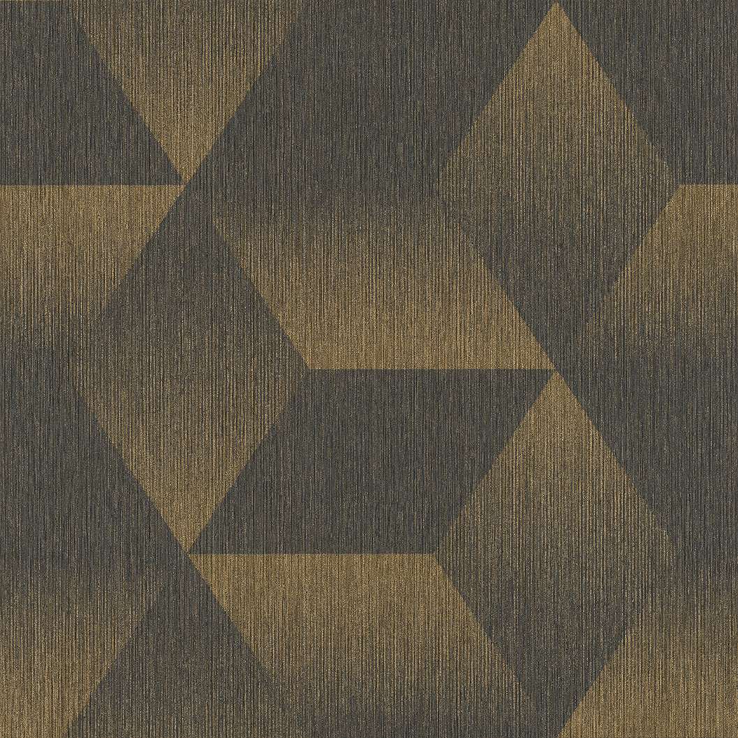 3D hatású tapéta fekete arany geometrikus mintával