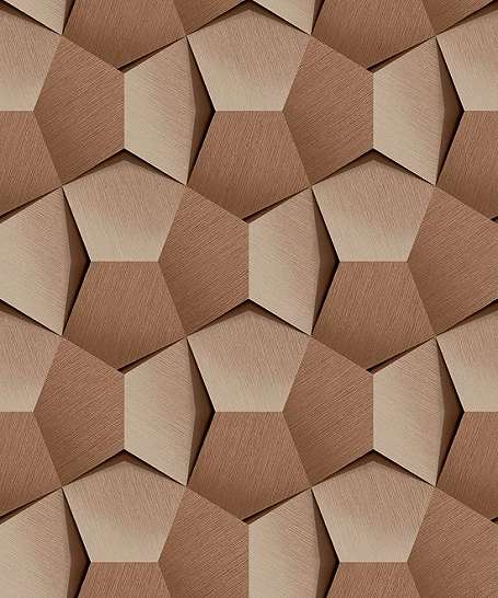 3D hatású vlies dekor tapéta barna geometriai mintával