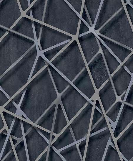 3D tapéta kék alapon szürke ezüst csíkos geometrikus 3D hatású mintával