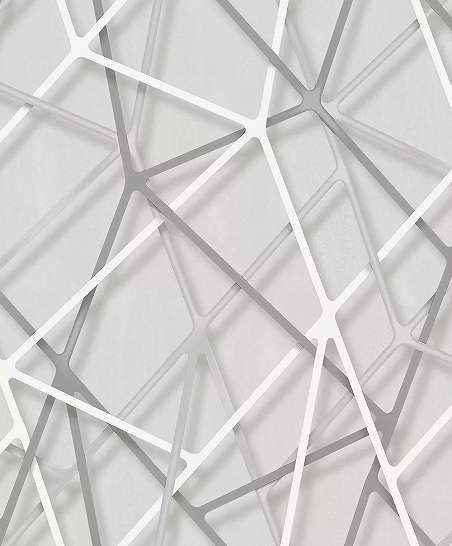 3D tapéta szürke alapon ezüst-fehér geometrikus 3D hatású mintával