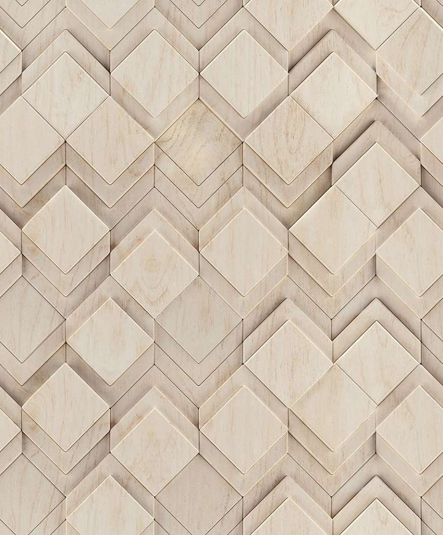 3Dhatású geometrikus fa mintás szürke és beige színű elegáns design tapéta