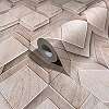 3Dhatású geometrikus fa mintás világosbarna színű elegáns design tapéta