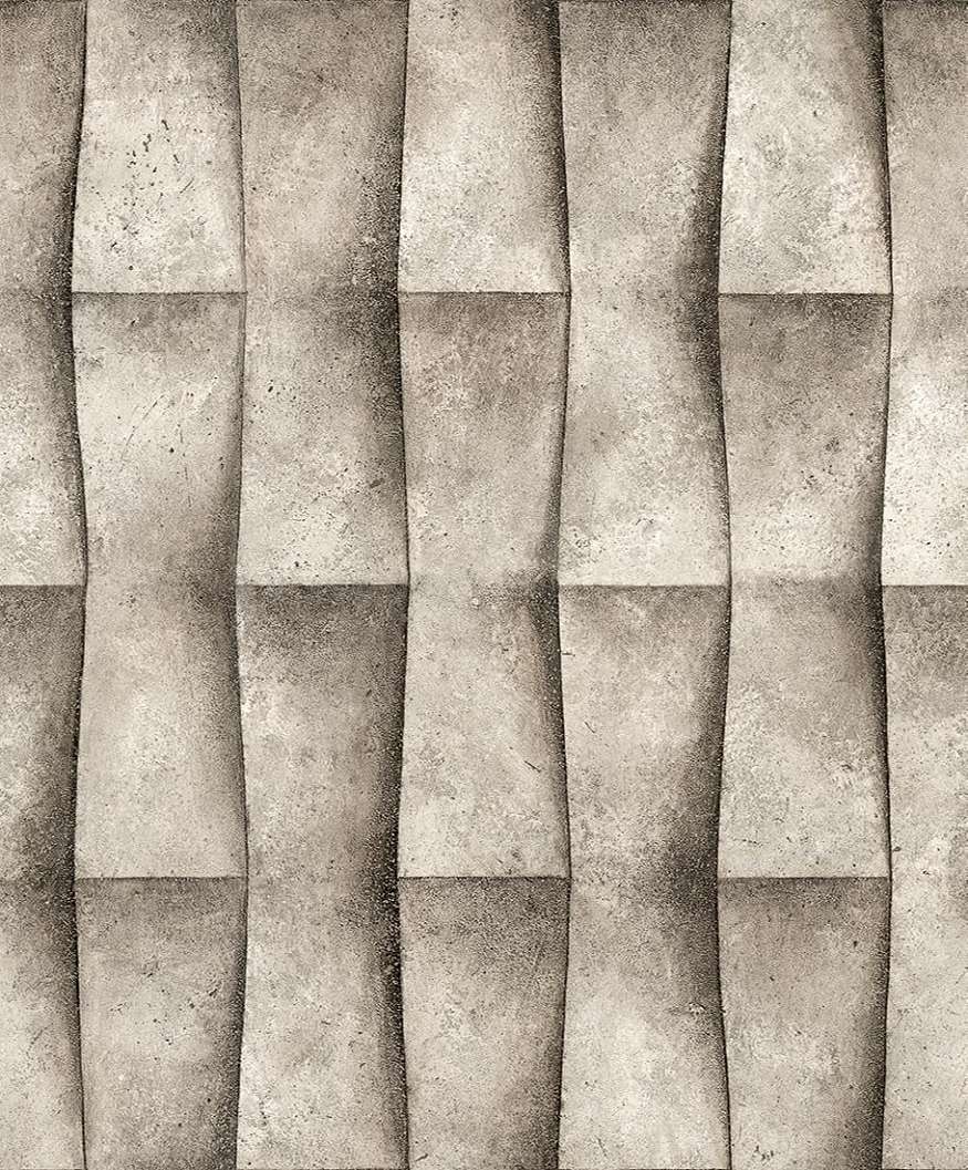 3Dhatású geometrikus kő mintás barna színű elegáns design tapéta