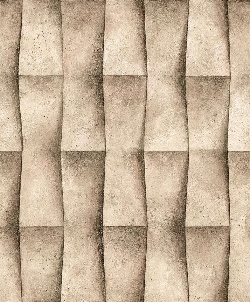 3Dhatású geometrikus kő mintás beige színű elegáns design tapéta