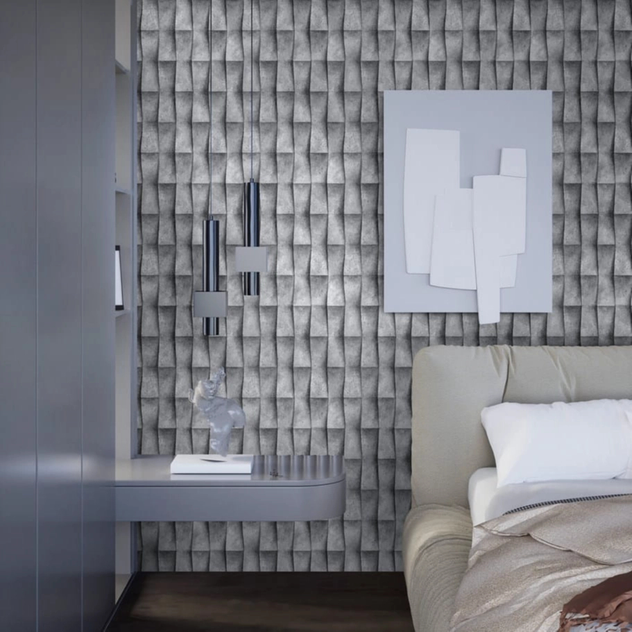 3Dhatású geometrikus kő mintás szürke színű elegáns design tapéta