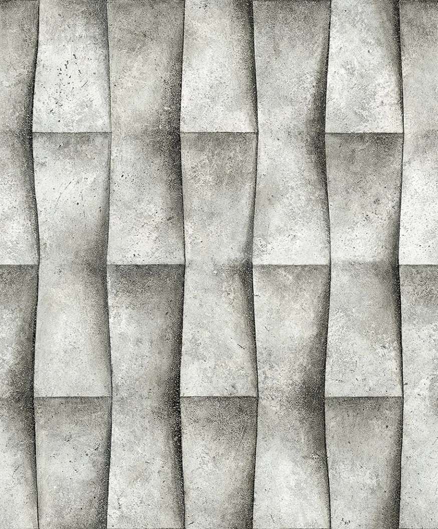 3Dhatású geometrikus kő mintás világosszürke színű elegáns design tapéta