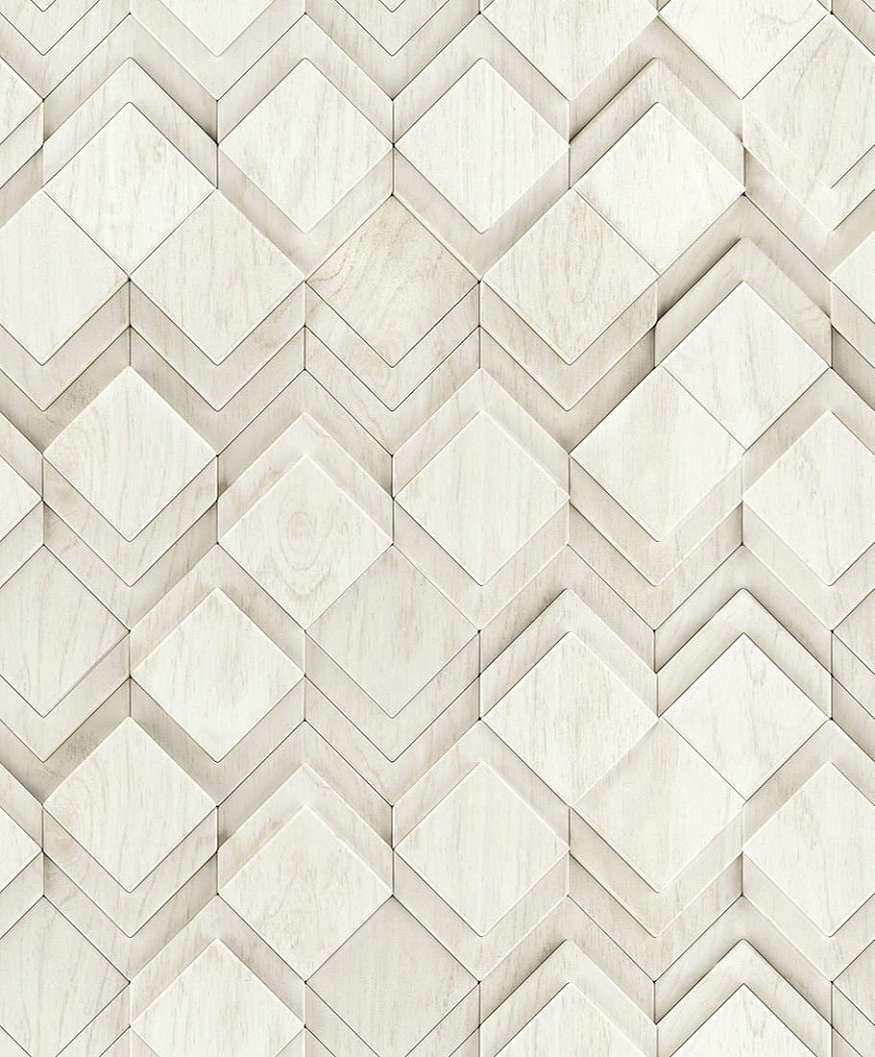 3Dhatású geometrikus mintás beige színű elegáns design tapéta