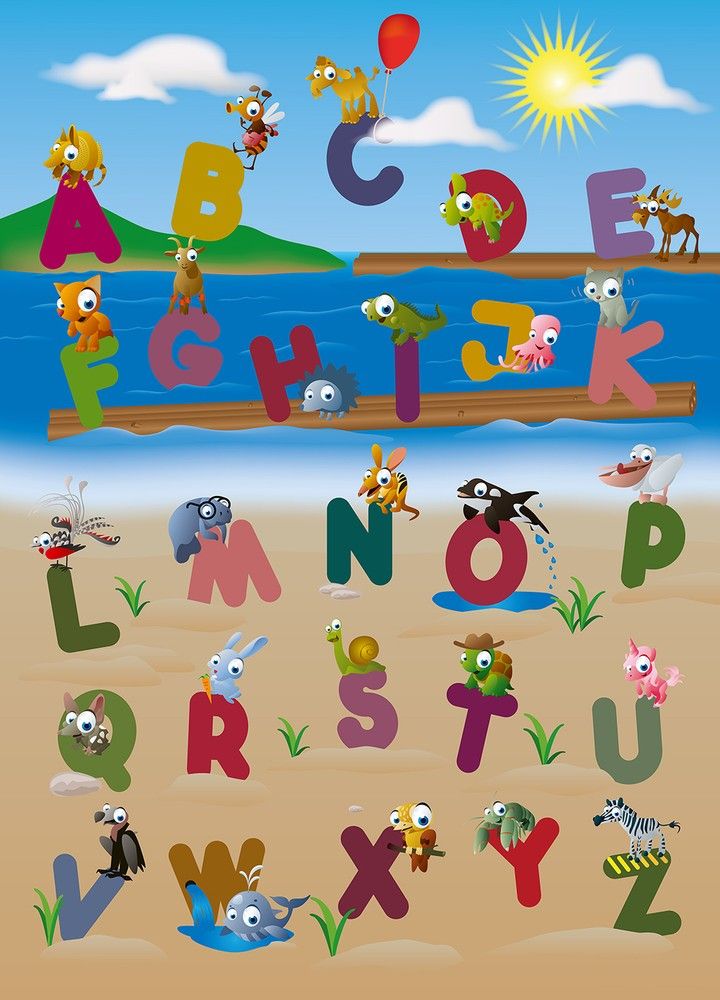 ABC állatokkal gyerek fali poszter