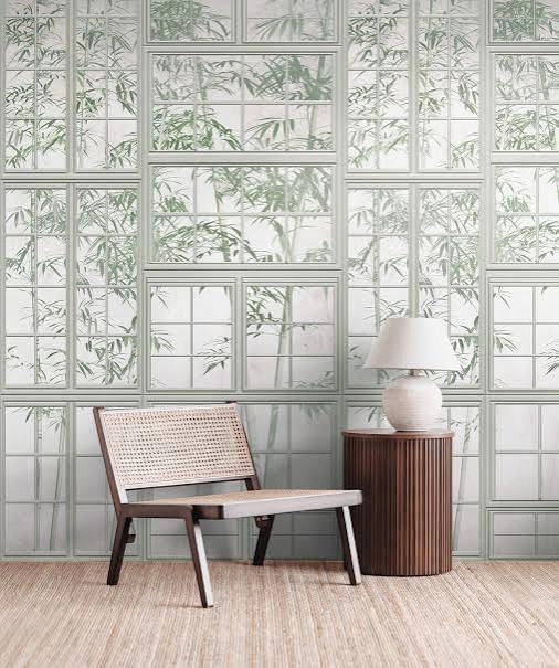 Absztrakt ablak és bambusz mintás design fotótapéta
