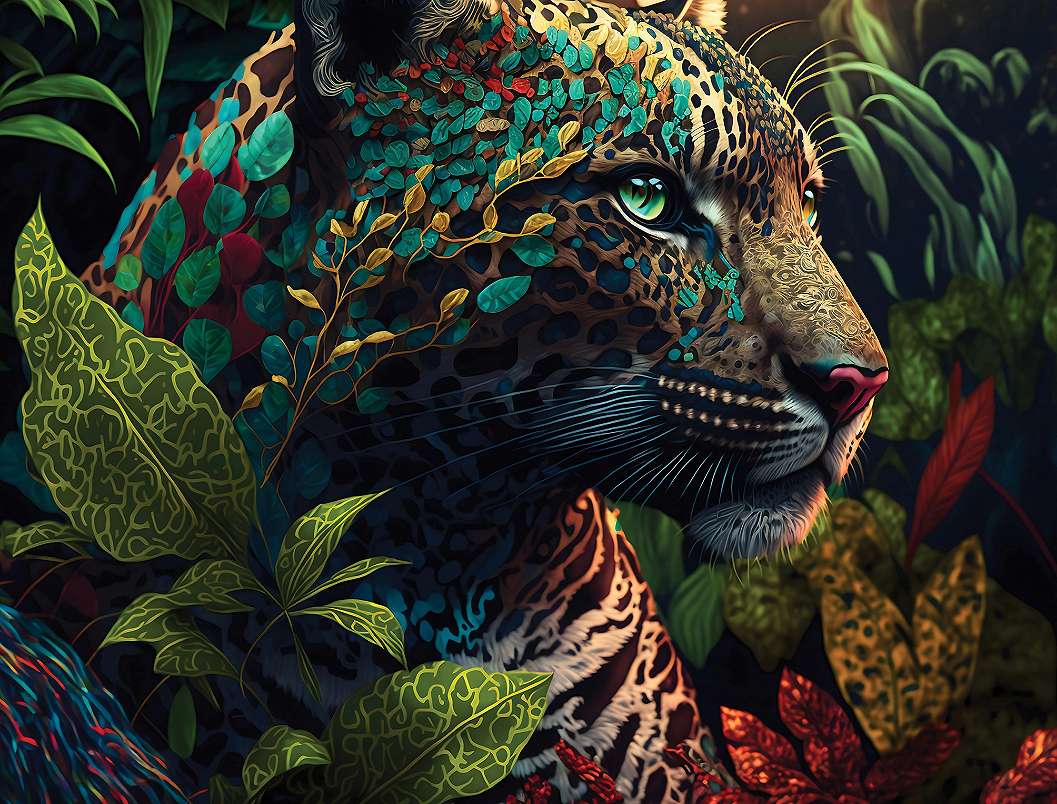 Absztrakt dzsungel és leopárd mintás vlies poszter tapéta 368x254 vlies