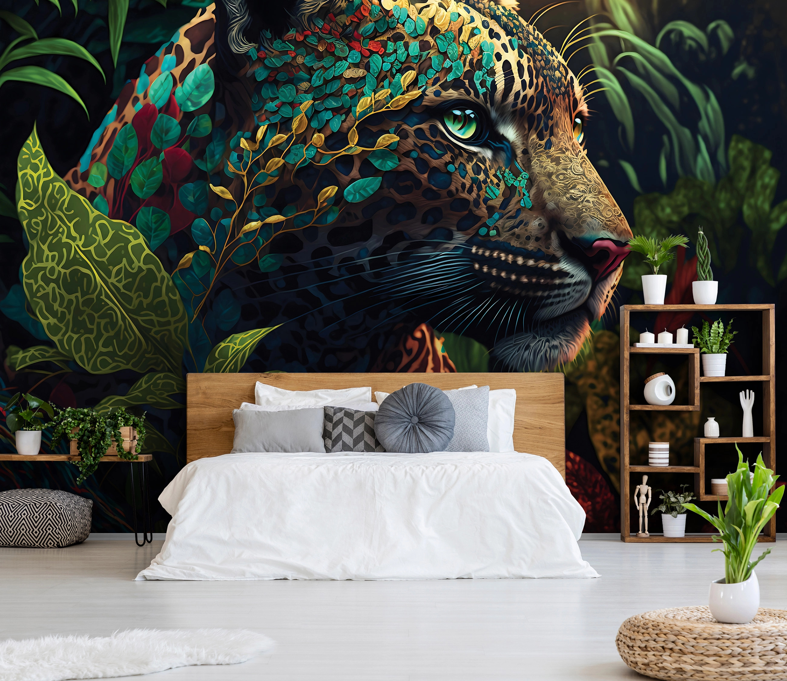 Absztrakt dzsungel és leopárd mintás vlies poszter tapéta 368x254 vlies