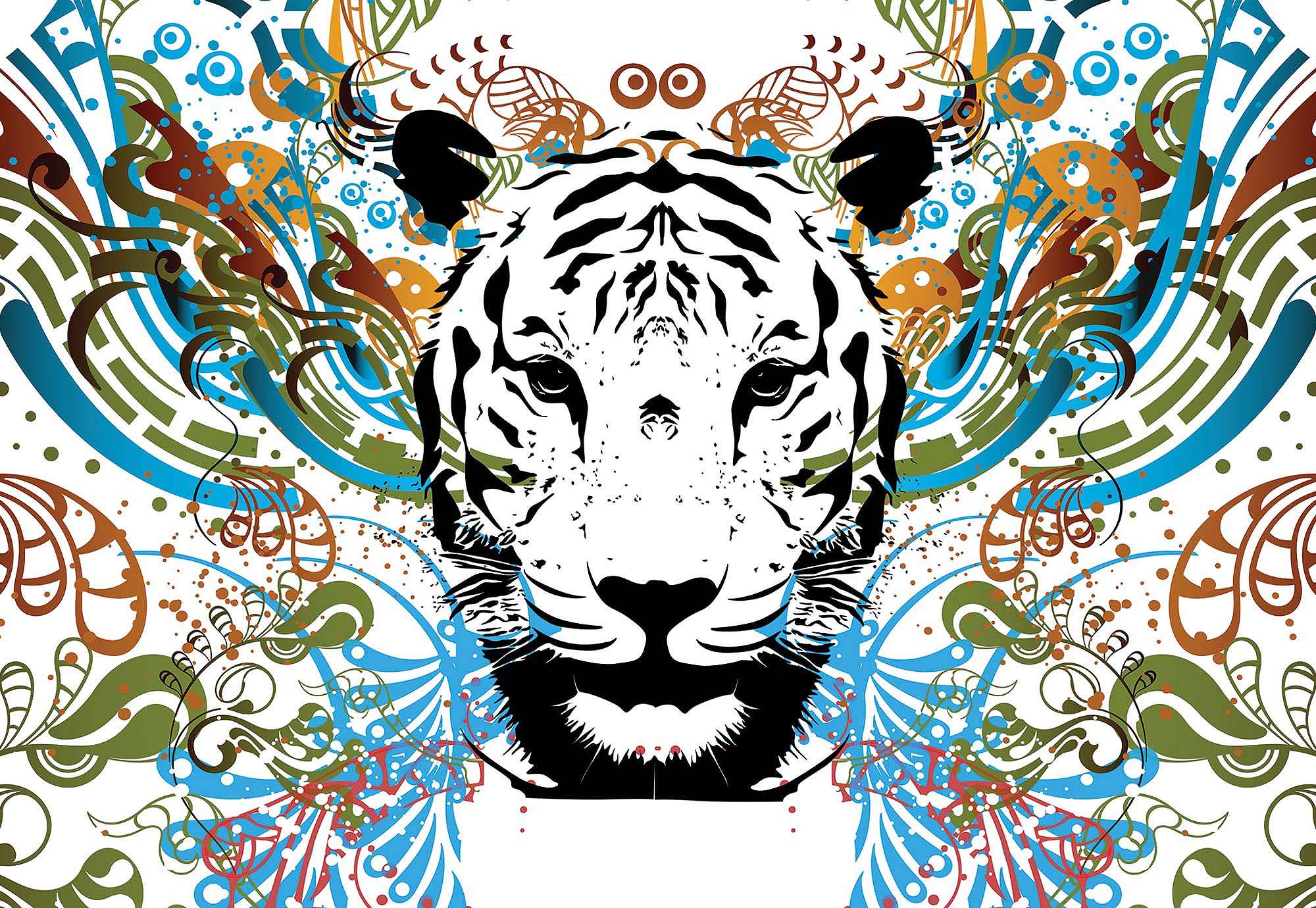 Absztrakt színes tigris mintás fali poszter 368x254 vlies