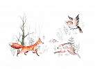 Akvarell állat mintás vlies gyerek fotótapéta róka nyuszi mintával