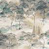 Akvarell elegáns design tapéta erdei fa mintával kékes színekkel