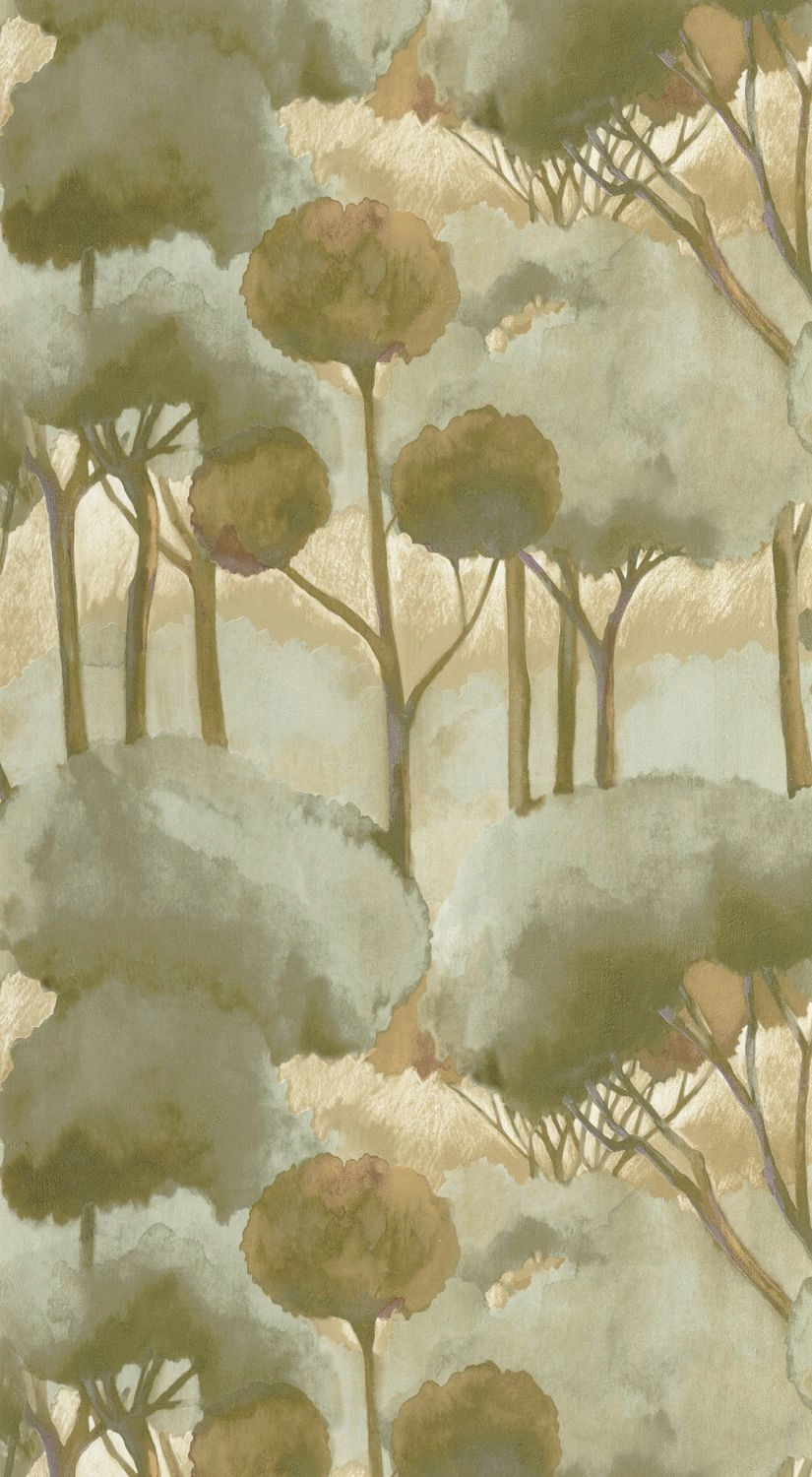 Akvarell fa erdő mintás vinyl francia dekor tapéta
