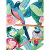 Akvarell hatású madár és virágmintás színes fali poszter