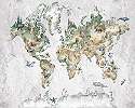 Akvarell hatású világtérkép álatokkal díszetve mintás gyere poszter tapéta 368x254 vlies