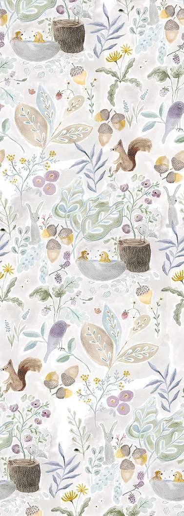 Akvarell kedves madár virágos mintás gyerek poszter panel 100cm