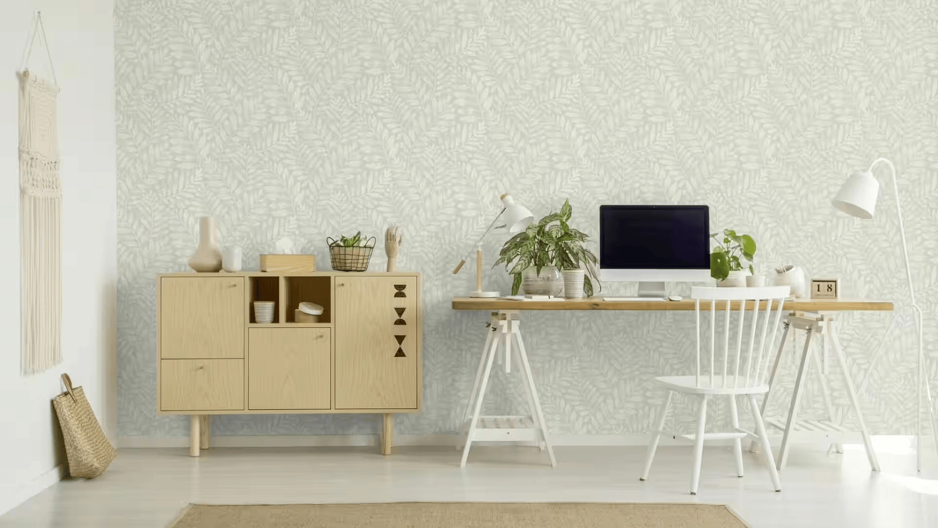 Akvarell levél mintás dekor tapéta zöld színben