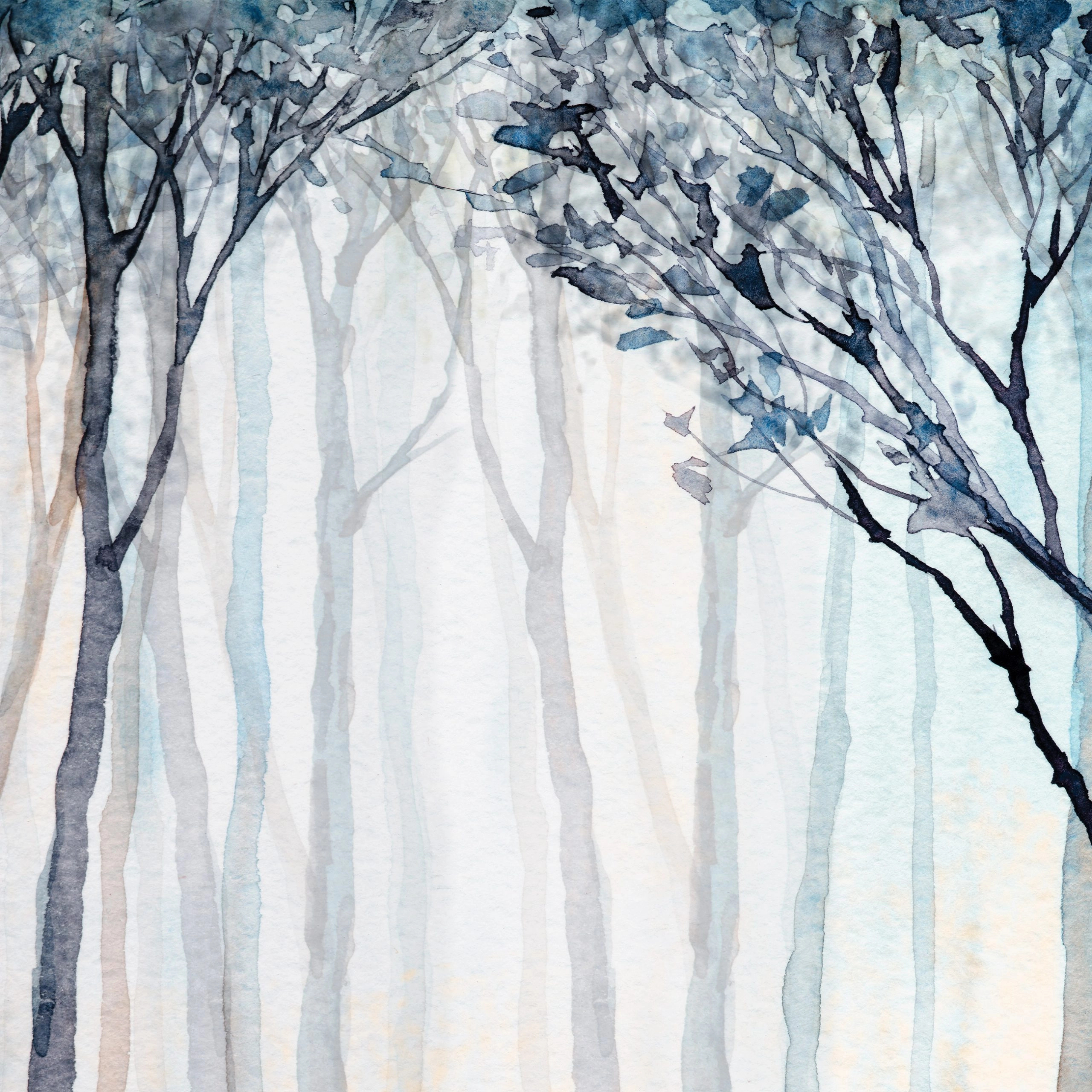 Akvarell stílusú erdő mintás vlies faliposzter 368x254 vlies