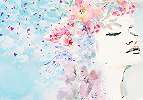Akvarell stílusú női arc és virágmintás vlies posztertapéta 368x254 vlies