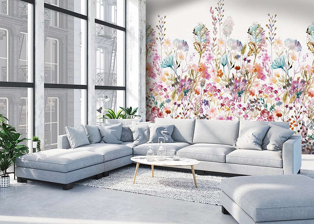Akvarell stílusú virágmintás vlies fali poszter