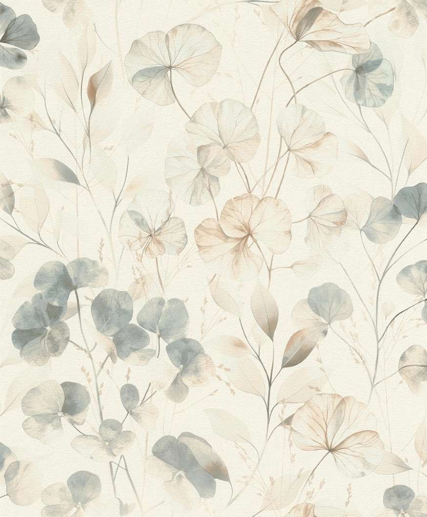 Akvarell vinyl virágmintás dekor tapéta kék színben