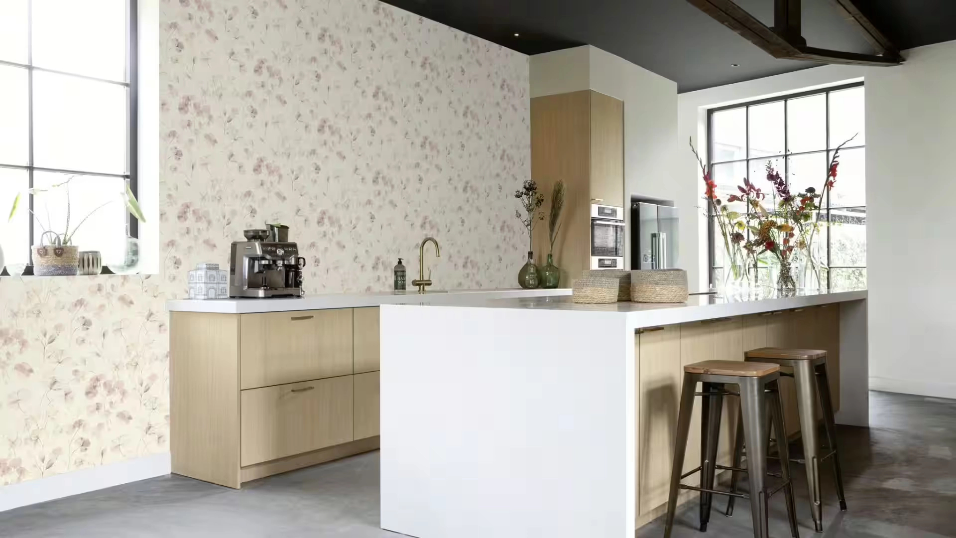 Akvarell vinyl virágmintás dekor tapéta rózsaszín színben