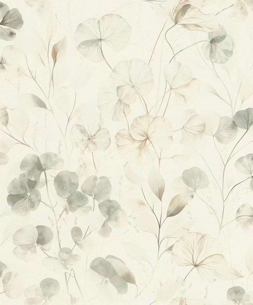 Akvarell vinyl virágmintás dekor tapéta zöld színben