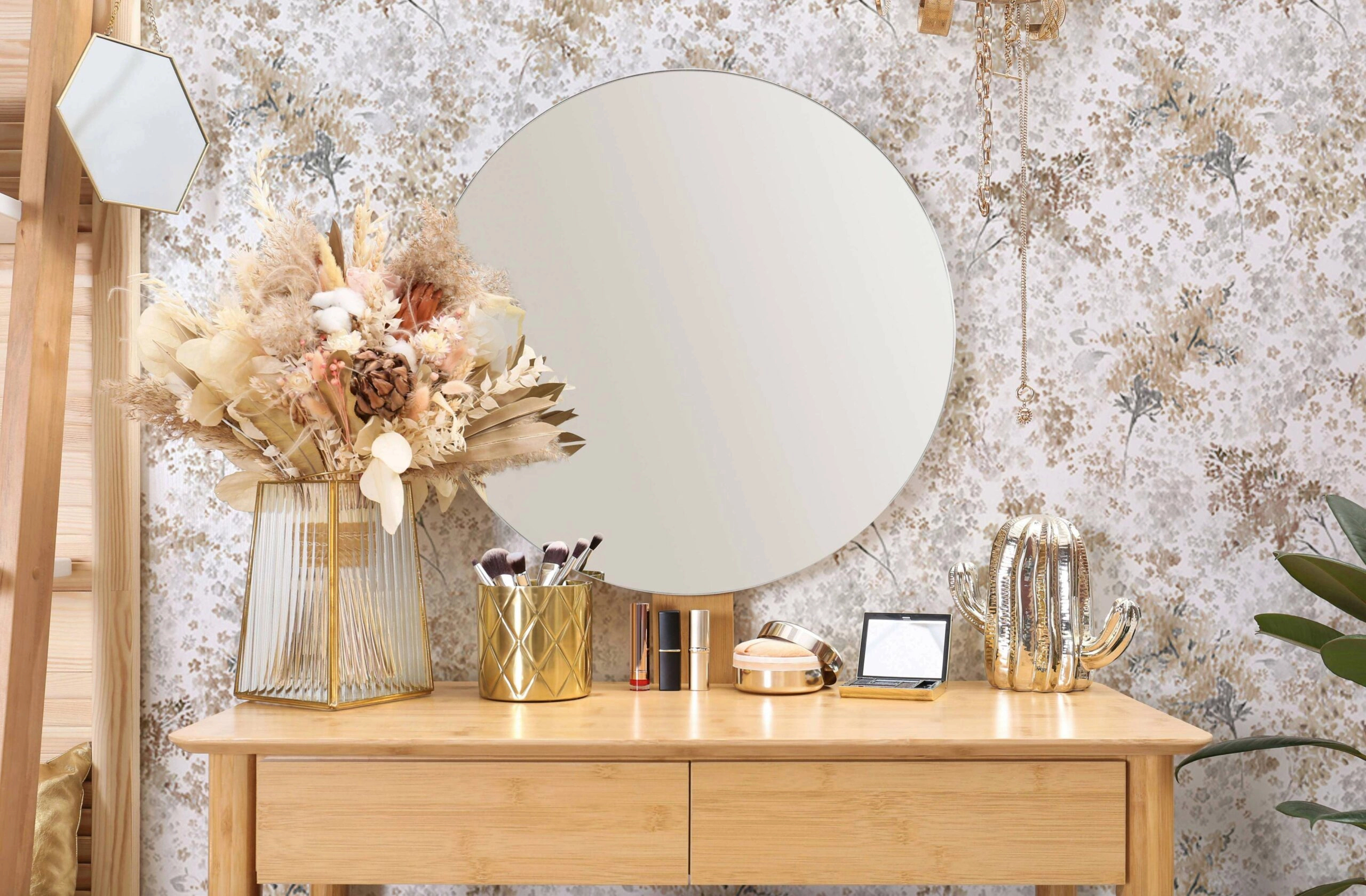 Akvarell virág levél mintás vinyl tapéta natur színekkel