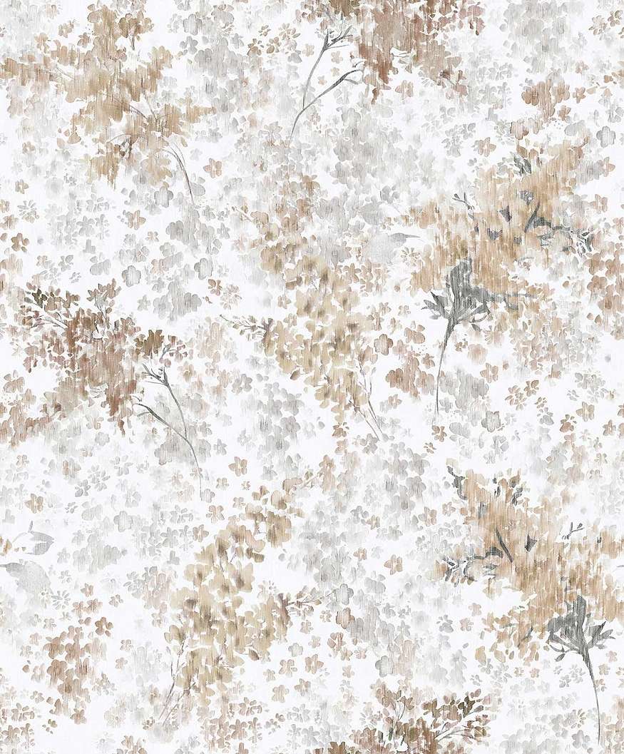 Akvarell virág levél mintás vinyl tapéta natur színekkel