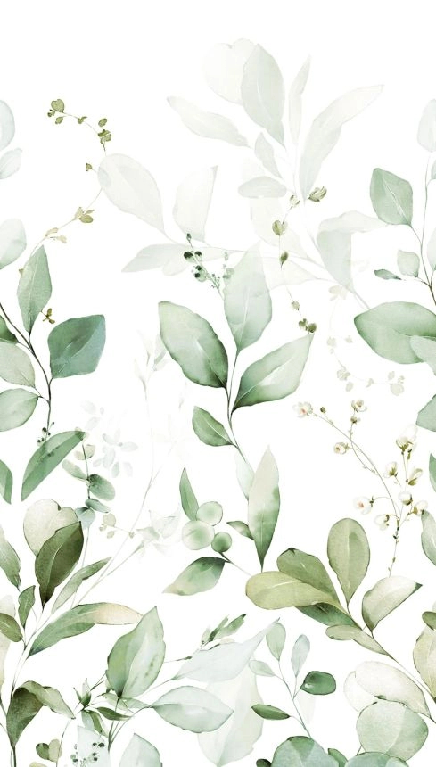 Akvarell zöld futó levél mintás design fotótapéta