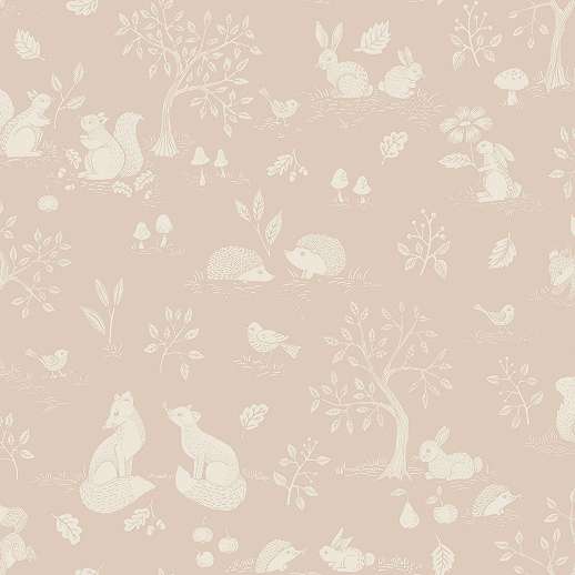 Angol country élővilág mintás vintage stílusú rózsaszín és fehér színű design tapéta