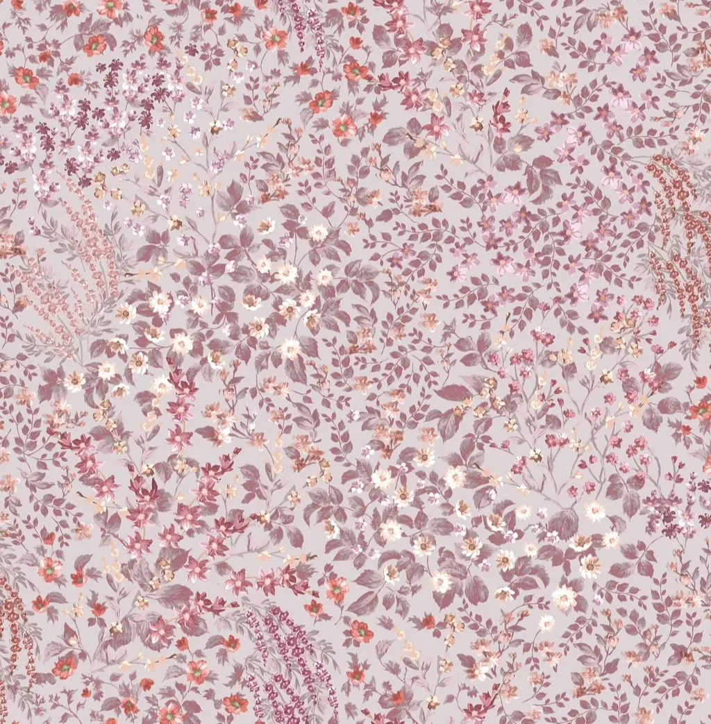 Angol dekor tapéta apró virág mintával rózsaszín színben