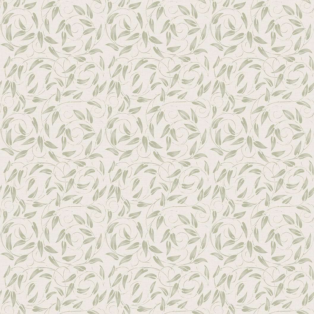 Angol dekor tapéta country levél mintával zsályazöld és krém színben