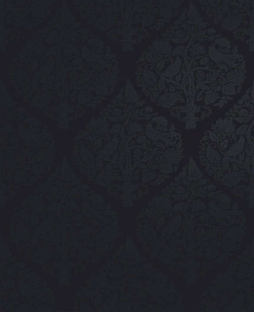 Angol dekor tapéta csillámos fa mintával matrózkék színben