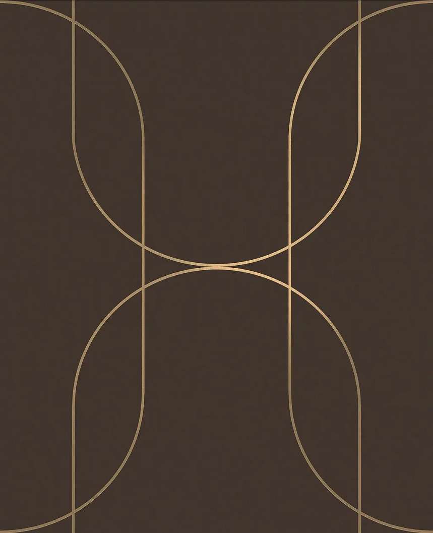 Angol dekor tapéta metál arany geometrikus mintával dohánybarna színben
