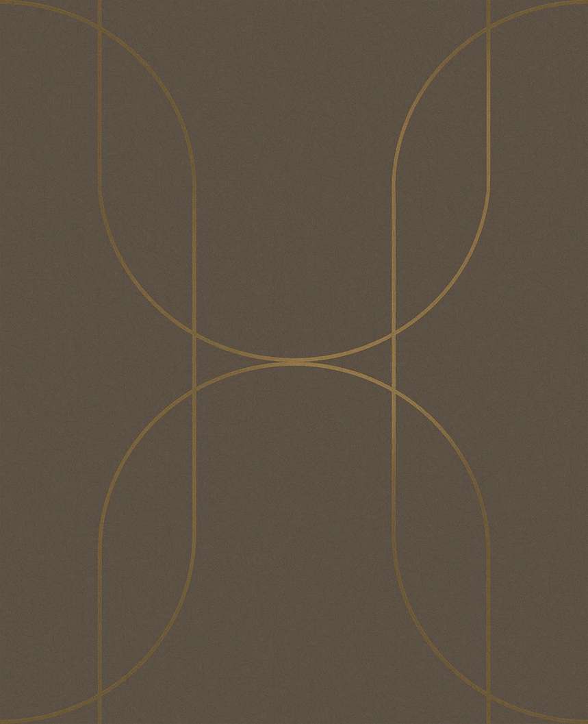 Angol dekor tapéta metál arany geometrikus mintával kávébarna színben