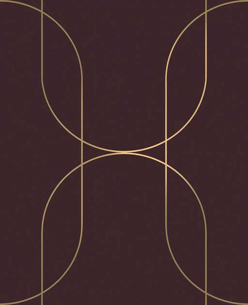 Angol dekor tapéta metál arany geometrikus mintával sötétlila színben