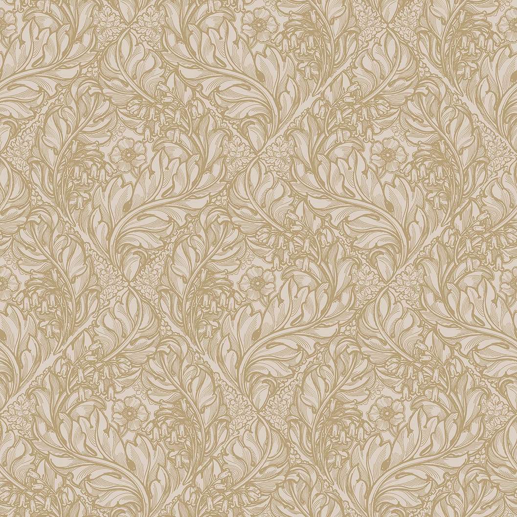 Angol dekor tapéta szecessziós virág mintával okker színben