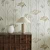 Angol design tapéta arany és elefántcsont színben virág mintával